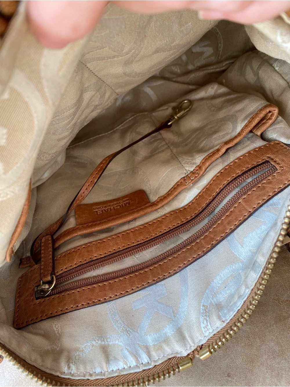 Michael Kors Brown Leather Hand Bag with Gold Hardware